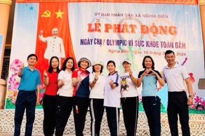 Trường THCS Nghĩa Điền tham gia Lễ phát động ngày chạy Olympic vì sức khoher cộng đồng.