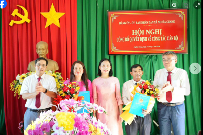 UBND XÃ NGHĨA GIANG TỔ CHỨC HỘI NGHỊ CÔNG BỐ CÔNG TÁC CÁN BỘ TẠI TRƯỜNG TH VÀ THCS NGHĨA ĐIỀN
